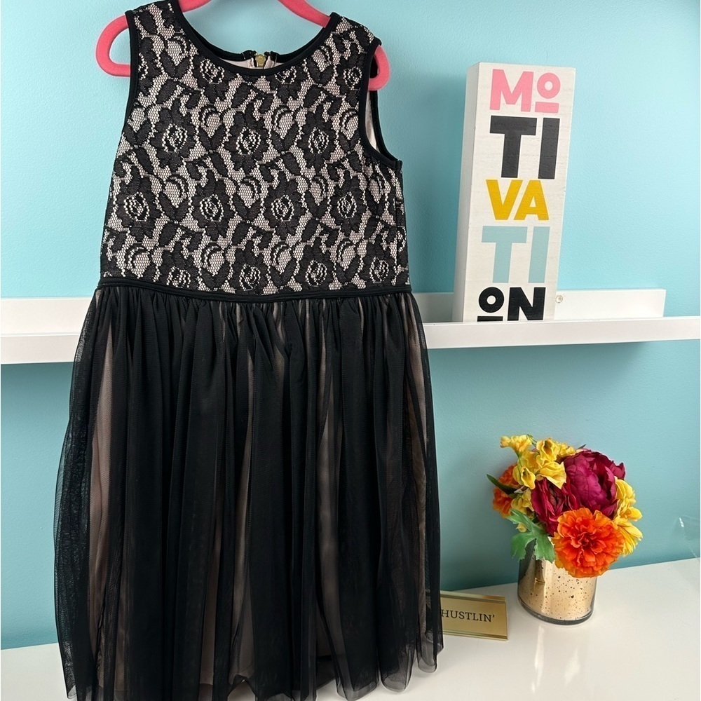 Lace tulle black pink dress size 10 by Pastourelle new no tags